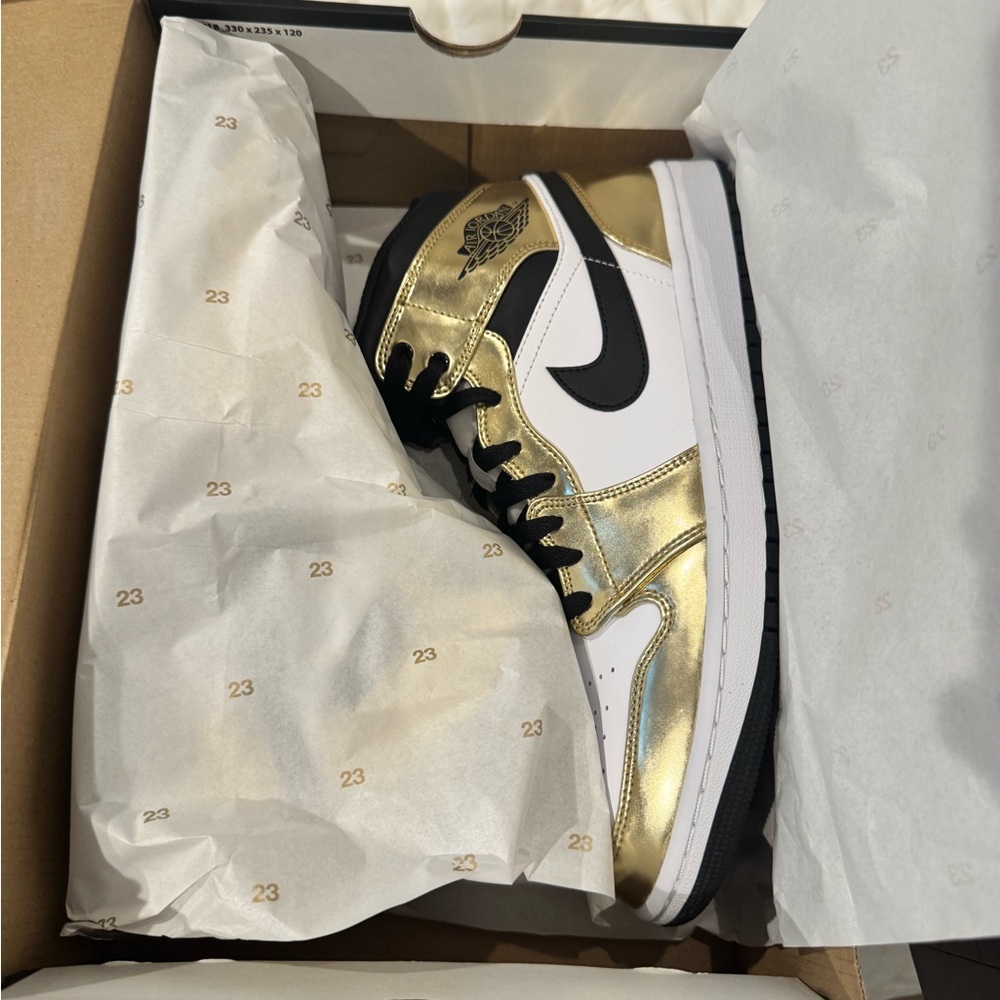 Jordan Metallic Gold and Black Sneakers